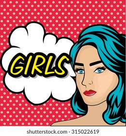 Womens in pop art cartoons graphics, vector illustration eps 10