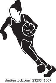 Women's Pose Dribble Basketball Player
