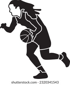 Women's Pose Dribble Basketball Player
