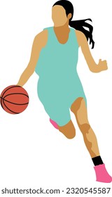 Women's Pose Dribble Basketball Player