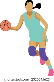 Women's Pose Dribble Basketball Player