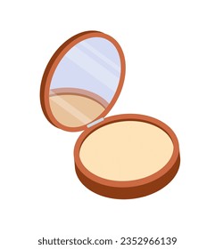 Womens powder concept. Make up and facial cosmetic product for girls. Skin and face care. Poster or banner for website. Cartoon flat vector illustration isolated on white background