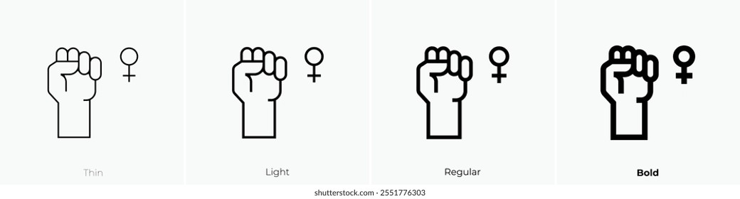 womens power icon. Thin, Light Regular And Bold style design isolated on white background