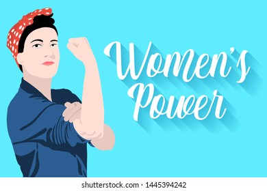 Women's Power. Iconic woman's fist/symbol of female power and industry. cartoon woman with can do attitude. Vector EPS