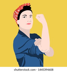 Women's Power. Iconic woman's fist/symbol of female power and industry. cartoon woman with can do attitude. Vector EPS