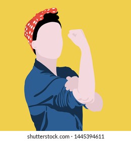 Women's Power. Iconic woman's fist/symbol of female power and industry. cartoon woman with can do attitude. Vector EPS