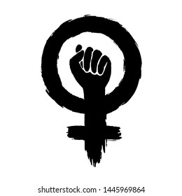 Women's Power. Women's Rights. Iconic  fist symbol of female power and industry.  Vector EPS