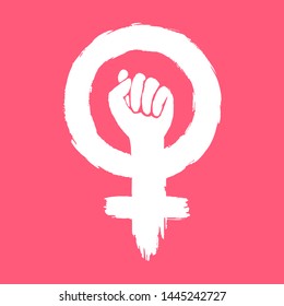 Women's Power. Women's Rights. Iconic woman's fist/symbol of female power and industry.  Vector EPS