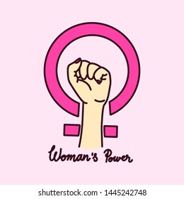 Women's Power. Women's Rights. Iconic woman's fist/symbol of female power and industry.  Vector EPS