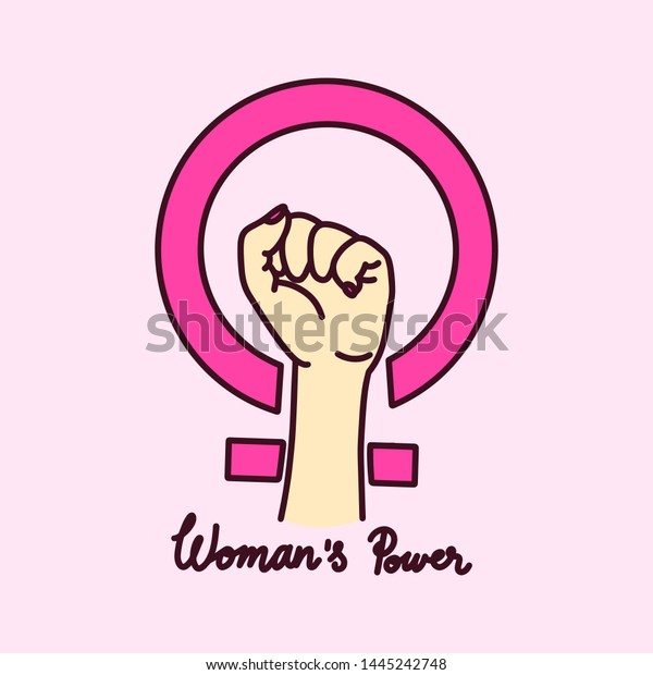 Women\'s Power. Women\'s Rights.\
Iconic woman\'s fist/symbol of female power and industry.  Vector\
EPS