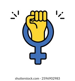  Womens Power vector filled outline icon. EPS 10 file