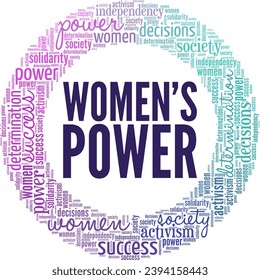 Women's Power word cloud conceptual design isolated on white background.