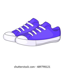 Womens purple sneakers icon in cartoon style isolated on white background. Wear symbol vector illustration