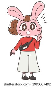 Women's rabbit character.She expresses her emotions.