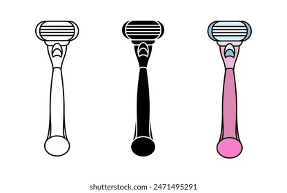 Women's razor icon. Shaving blade vector illustration isolated. Razor blade for woman beauty concept.