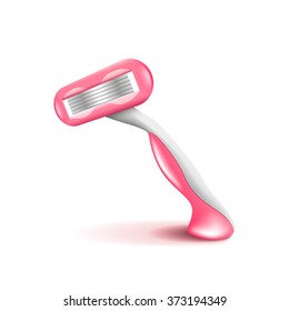 Womens Razor Isolated On White Photo-realistic Vector Illustration