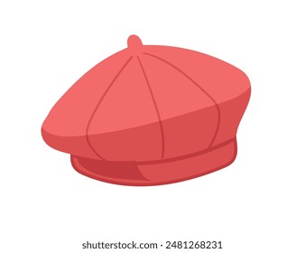 Women's red beret, stylish hat vector illustration isolated on white background