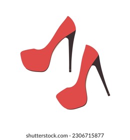 Los zapatos rojos de las mujeres con tacones altos. Diseño moderno de zapatos rojos de mujeres con tacones. Vector.