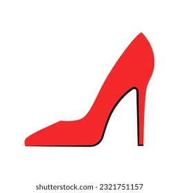 Ilustración de zapatos rojos de mujeres. Elemento vectorial en colores rojo y negro sobre fondo blanco. Lo mejor para patrones, impresiones, aplicaciones, web, logotipo y diseño de marca.