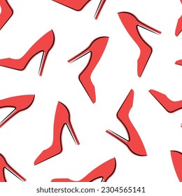 Los zapatos rojos de las mujeres. Patrón veloz. Mejor para textil, impresión, papel envolvente, paquete y decoración festiva.