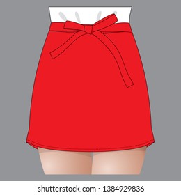 Women's Red Short Apron Vector for Template