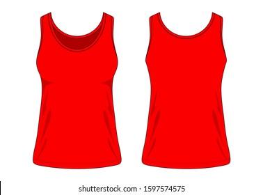 Women's Red Tank Top Vector For Template
