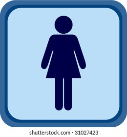 Women's restroom sign in blue