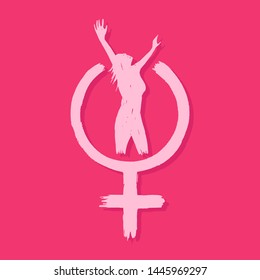 Women's Rights. Iconic symbol of female power and industry.  Vector EPS