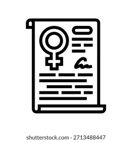 vetor de linha de direitos das mulheres. sinal de direitos das mulheres. símbolo de contorno isolado ilustração preta