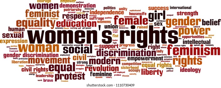 Women's rights word cloud concept. Vector illustration