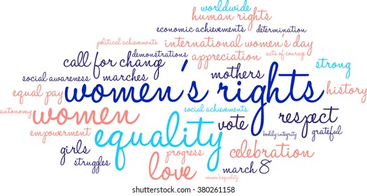 Women's Rights word cloud on a white background. 