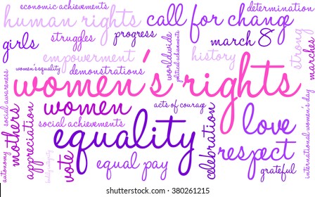 Women's Rights word cloud on a white background. 