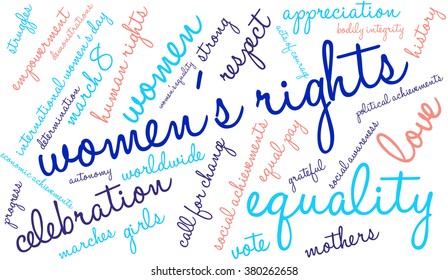 Women's Rights word cloud on a white background. 