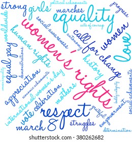 Women's Rights word cloud on a white background. 