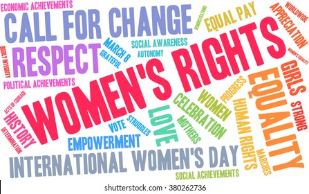 Women's Rights word cloud on a white background. 