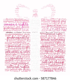 Women's Rights word cloud on a white background. 