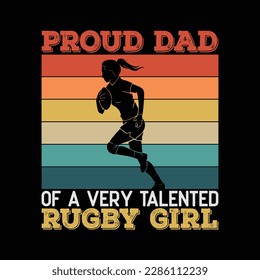 Diseño deportivo de rugby femenino para un orgulloso padre de un rugby