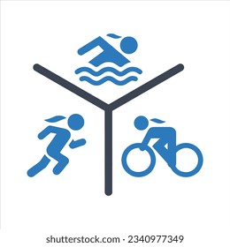 Women's Run Bike and Swim Triathlon Icon