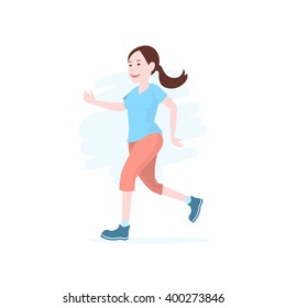 Women's running, jogging, Marathon during outdoor workout. Vector illustration.
