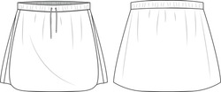 Women's Running Mini Skirt Design Flat Sketch Fashion Illustration For Girls And Women, Tennis Skirt Concept With Front And Back View.