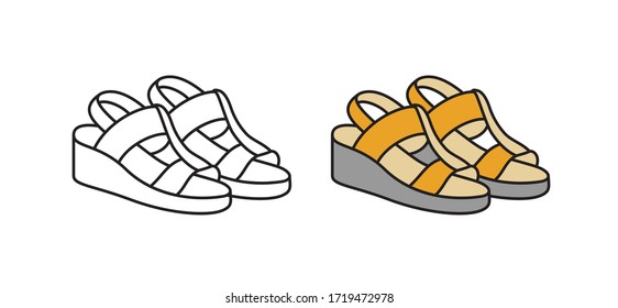 Women's sandals icon. Linear vector symbol in flat style.