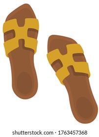 Women's sandals isolated on white background. Summer shoes in cartoon style.