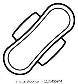Women's sanitary pad. Vector flat outline icon illustration isolated on white background.