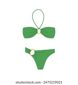 Women's Separate Green Swimsuit. Vector Illustration.