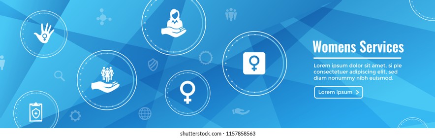 Women's Services Icon Set and Web Header Banner w Female Symbol