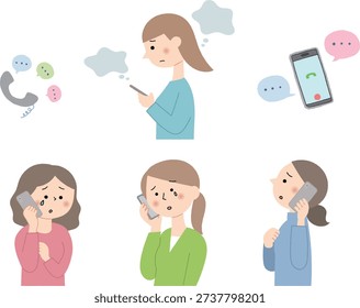 Women's set consulting on smartphone