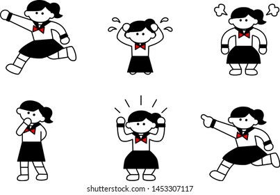 Women's set in a sailor uniform pointing (deformed)