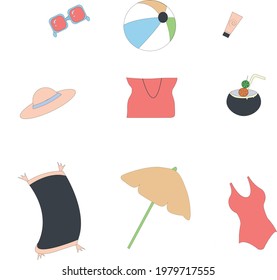 Women's set for visiting the beach.