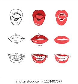 Women's sexy lips drawn in a vector