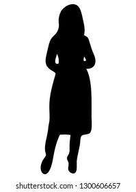 Women's shadow Isolated on black, white scene, vector illustration